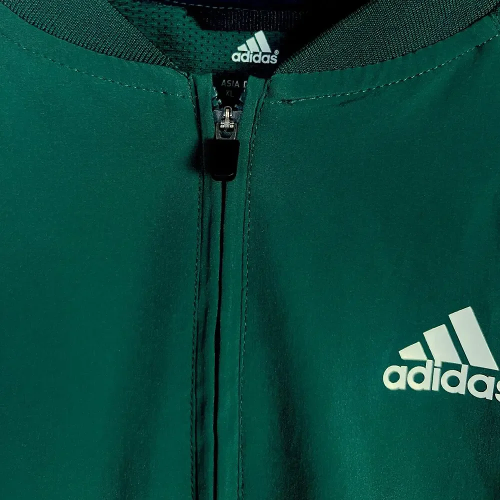Adidas Dark Green Triple Stripe Pullover Drawstring Waist Baseball Jacket Medium